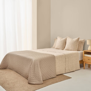Sábana encimera algodón satén 300 hilos paisley Sentisis color marron beige 100% Algodón