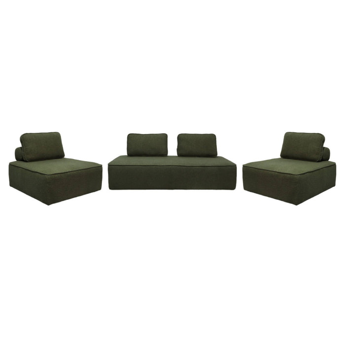 Ensemble chauffeuses pour canapé modulable 4 places bouclette kaki - Bao