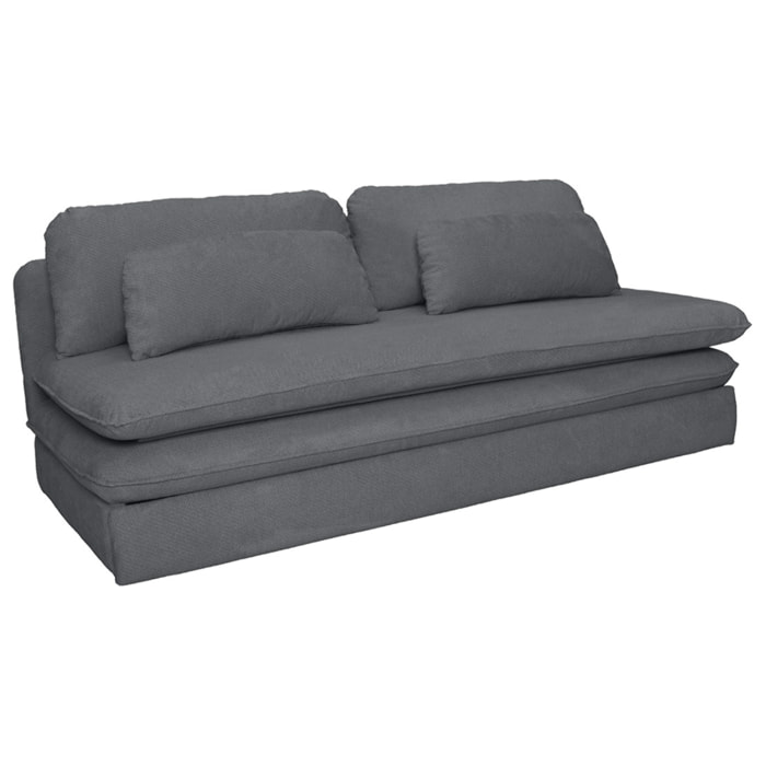 Ysal - canapé 3 places convertible déplimousse en velours texturé - Gris