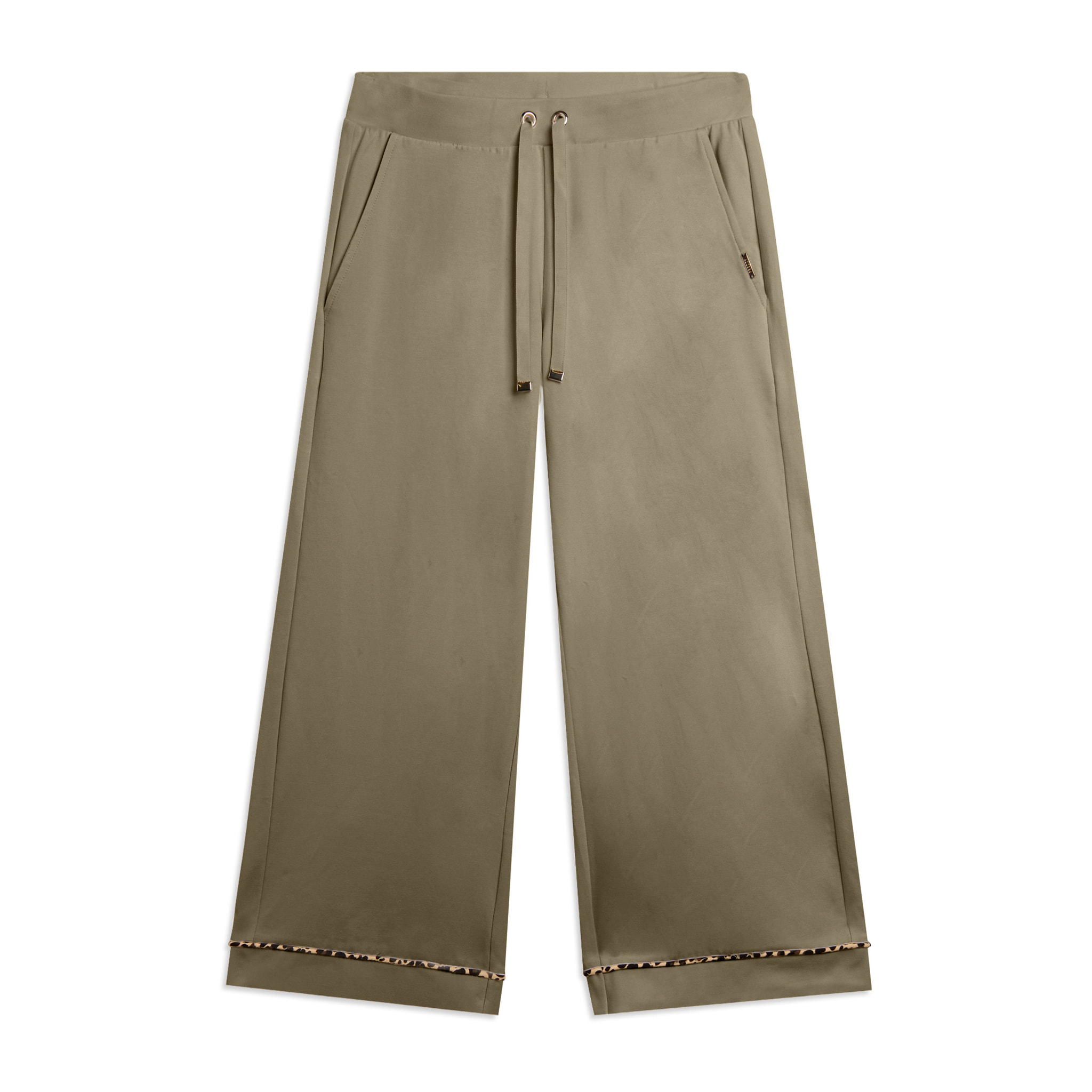 Pantaloni cropped wide leg con dettaglio animalier