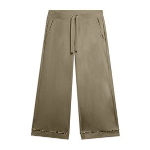 Pantaloni cropped wide leg con dettaglio animalier