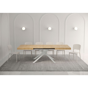 Table extensible 80x140/224 cm Karida chêne nature pieds blanc