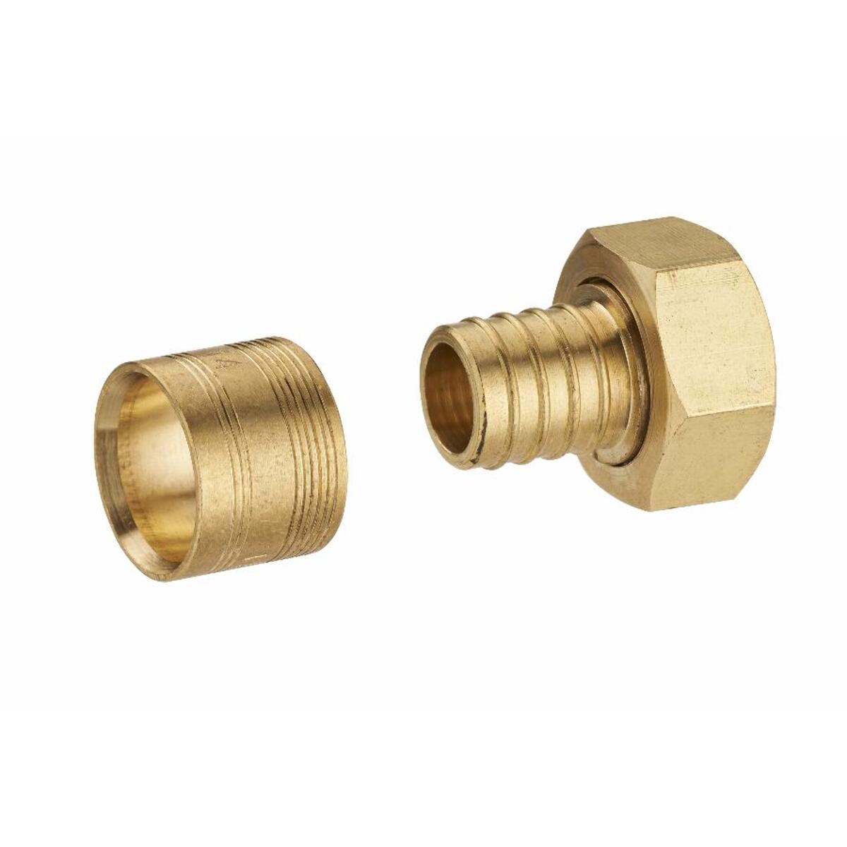 Raccord droit à glissement pour tube PER NOYON & THIEBAULT - Ø 16 mm à visser femelle écrou libre F3/8 (12x17) Bague en laiton - 3185-1216L1