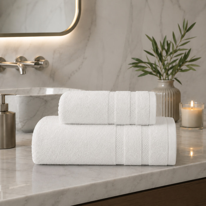 COTONE EGIZIANO Coppia Spugna Lusso 530 gr_40x60+60x110_Bianco