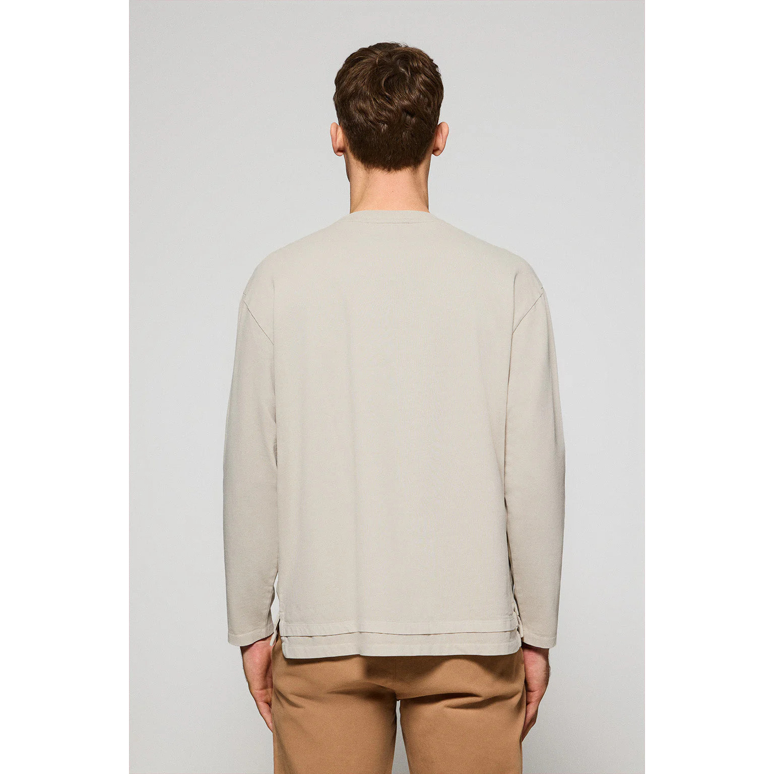 Maglietta Polo Club Hermes a maniche lunghe in beige con logo in gomma