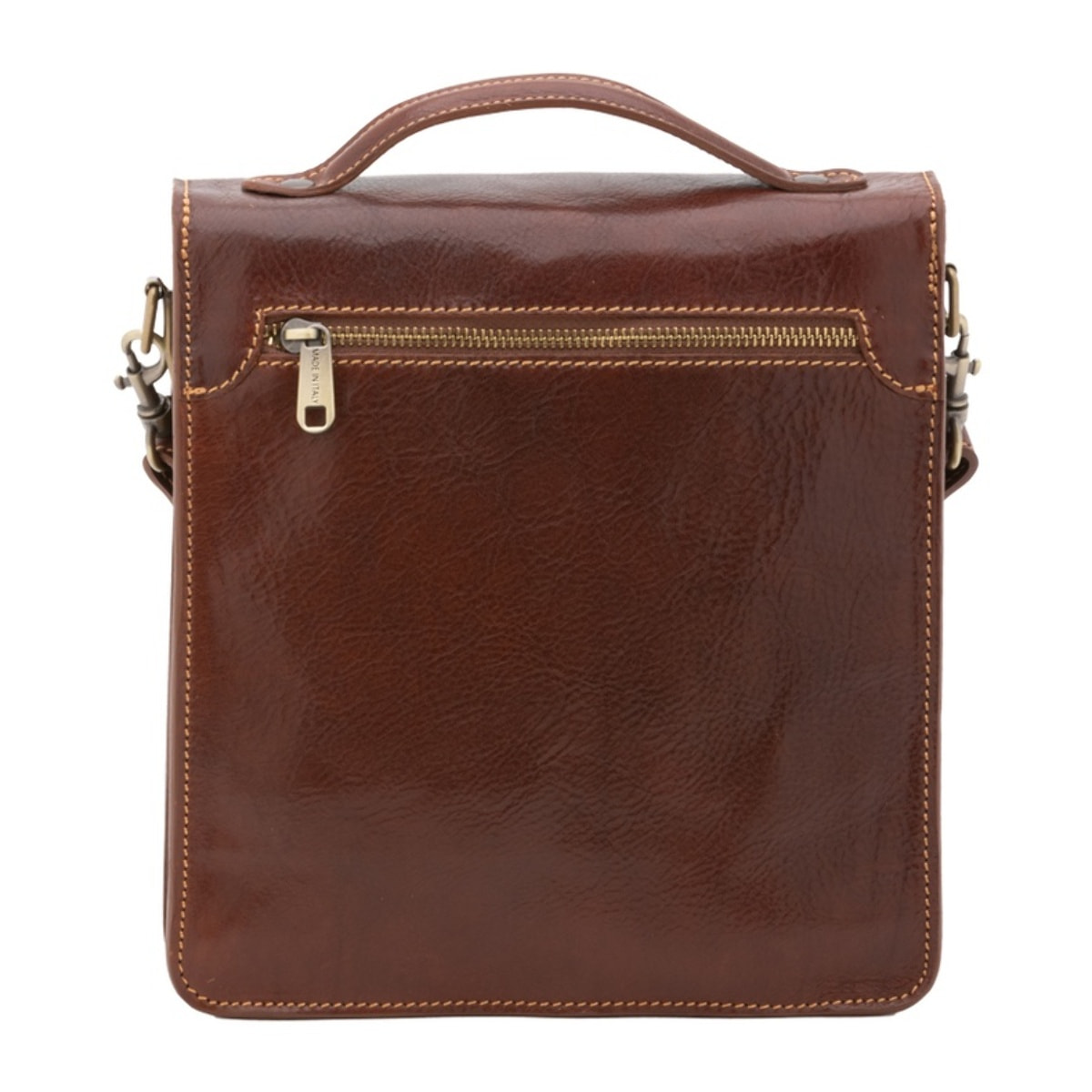 Borsa a tracolla uomo in vera pelle - Modello False - Made in Italy - 26.0 x 23.5 x 9.0 cm