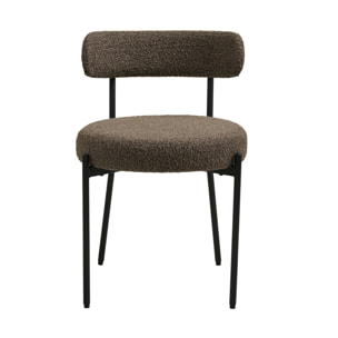 Ivanec - lot de 2 chaises - en tissu bouclette - Marron