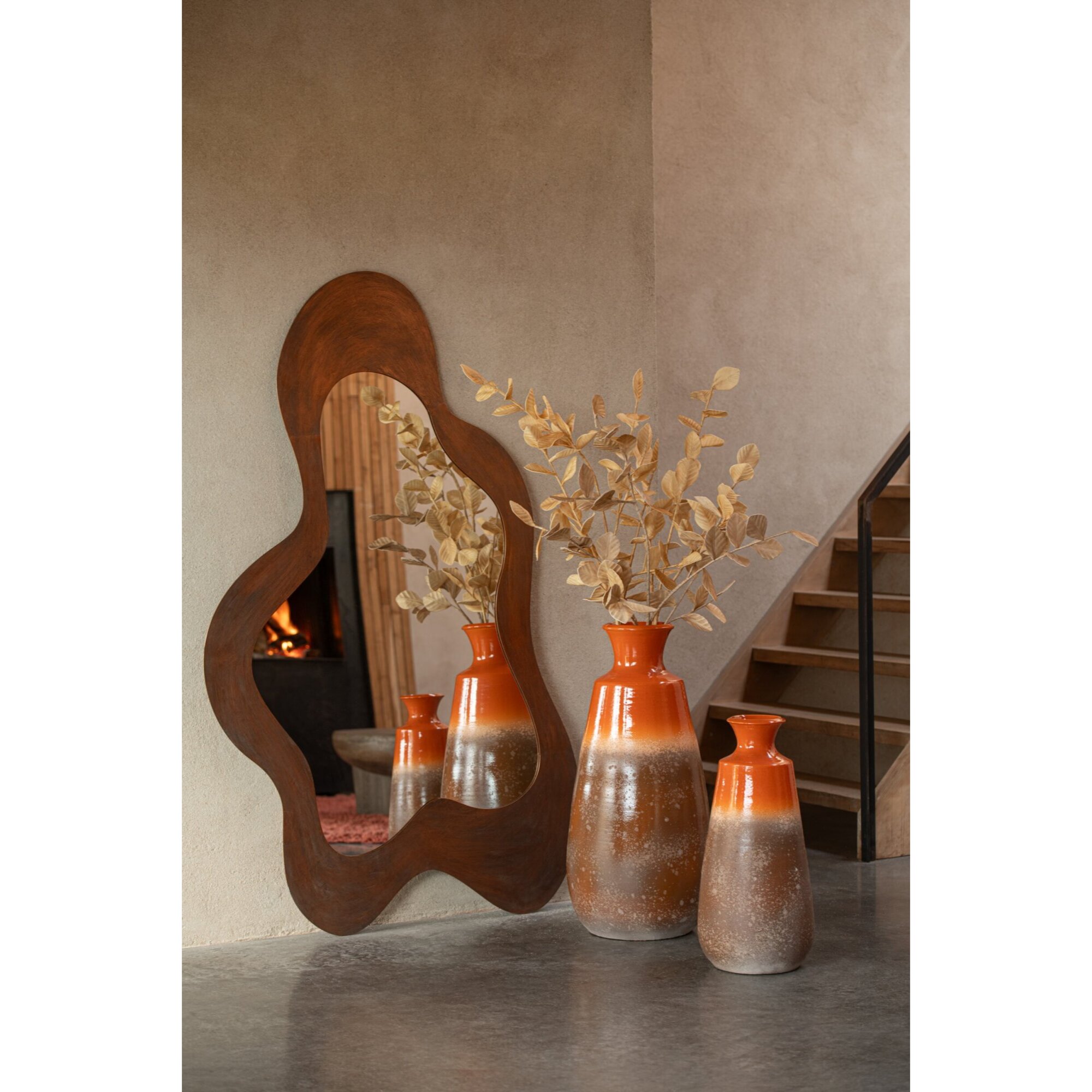 J-Line vase - céramique - orange/marron foncé