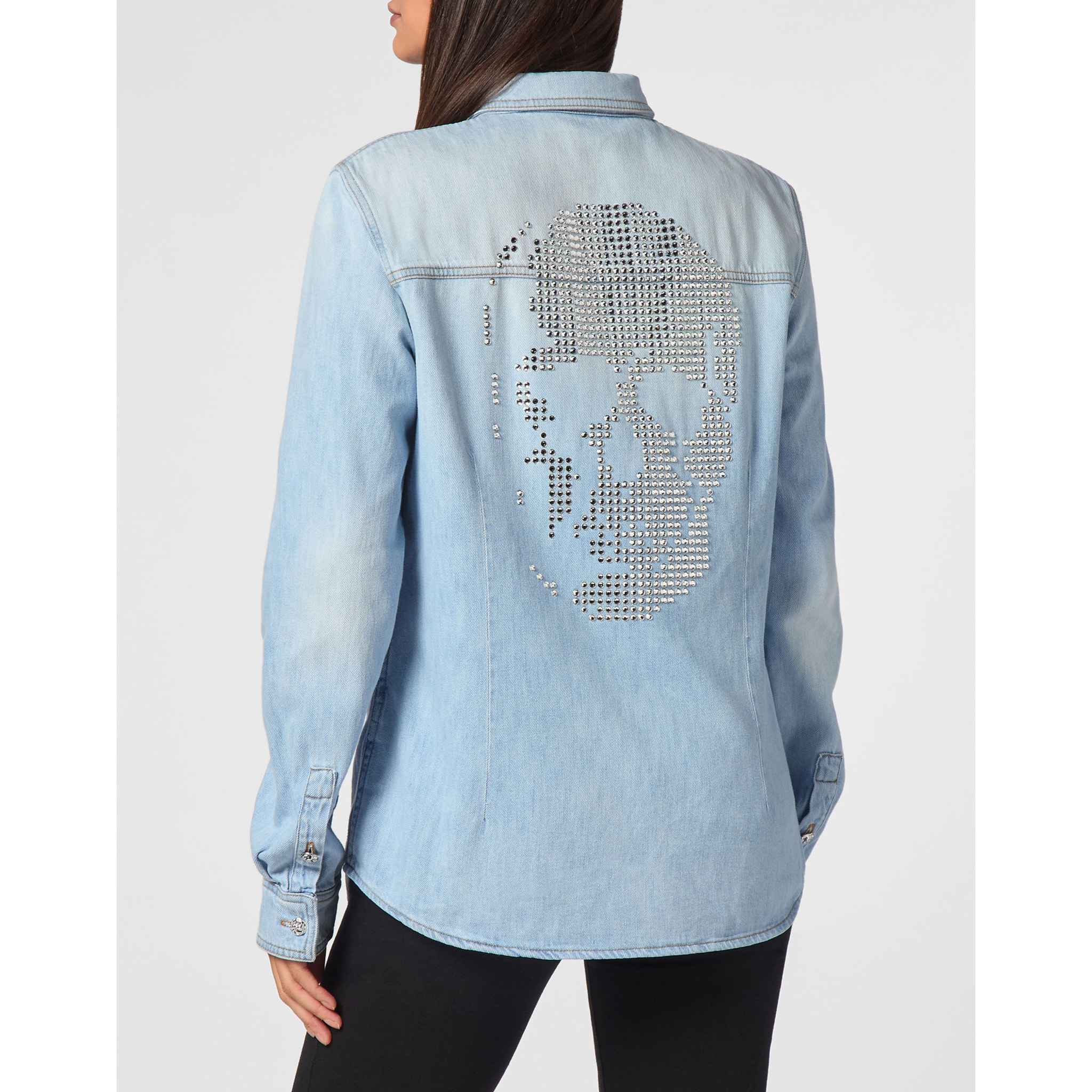 PHILIPP PLEIN Camisa vaquera SKULL