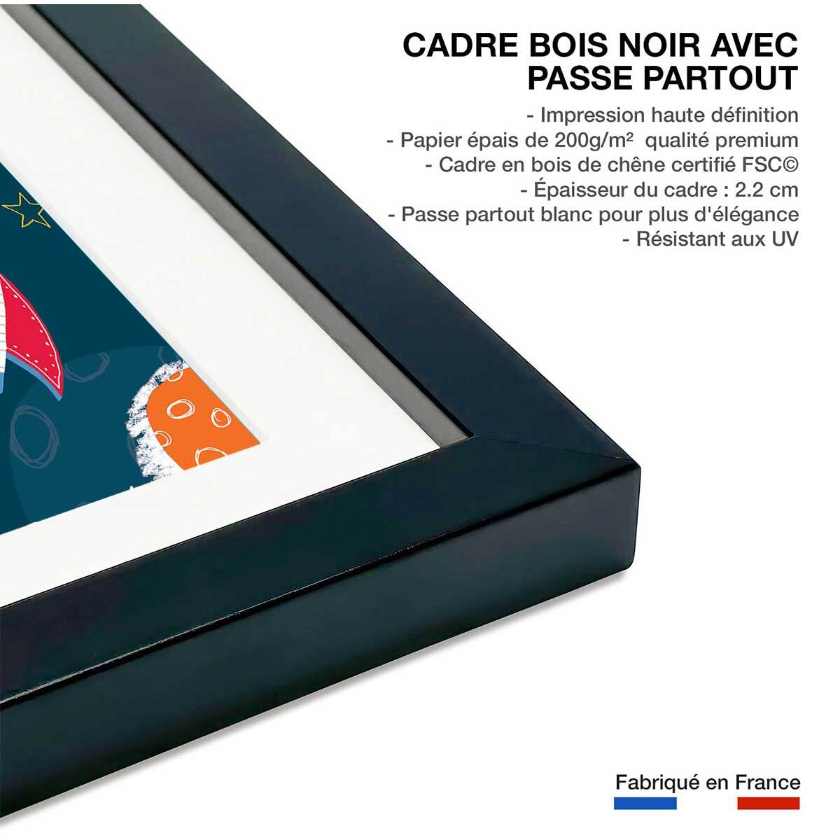 Affiche enfant happy cosmos Affiche sous cadre noir