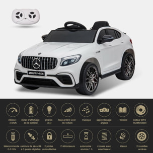 Voiture véhicule électrique enfants 12 V 35 W V. max. 3 Km/h télécommande effets sonores + lumineux blanc Mercedes GLC AMG