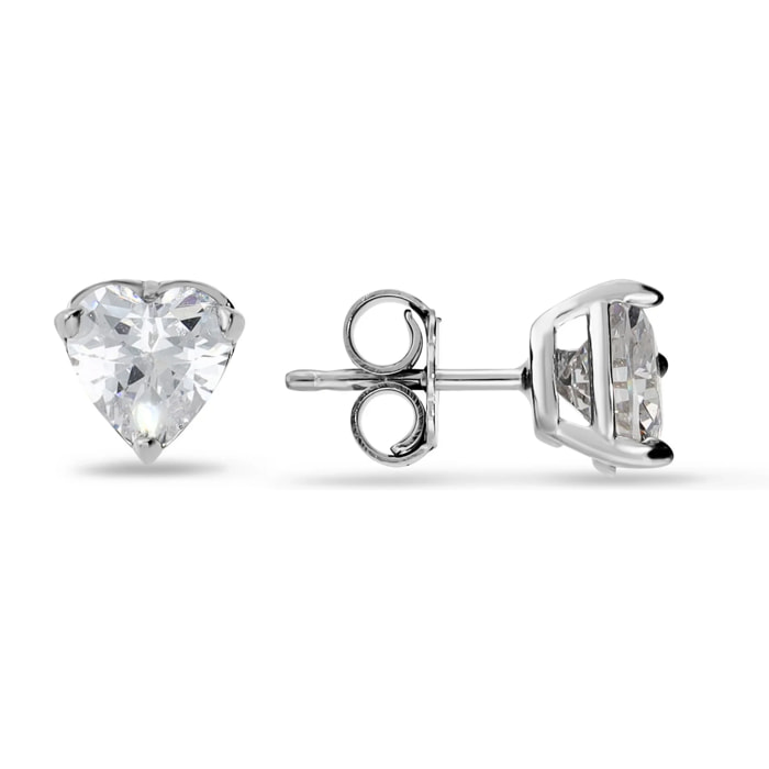 Orecchini Cuore in Argento 925 con Cubic Zirconia