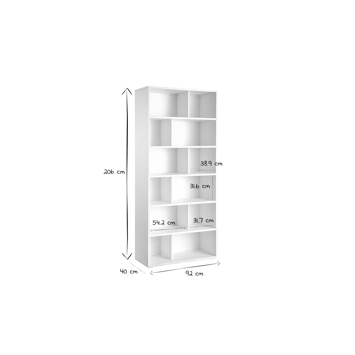 Bibliothèque design bois blanc L92 cm EPURE