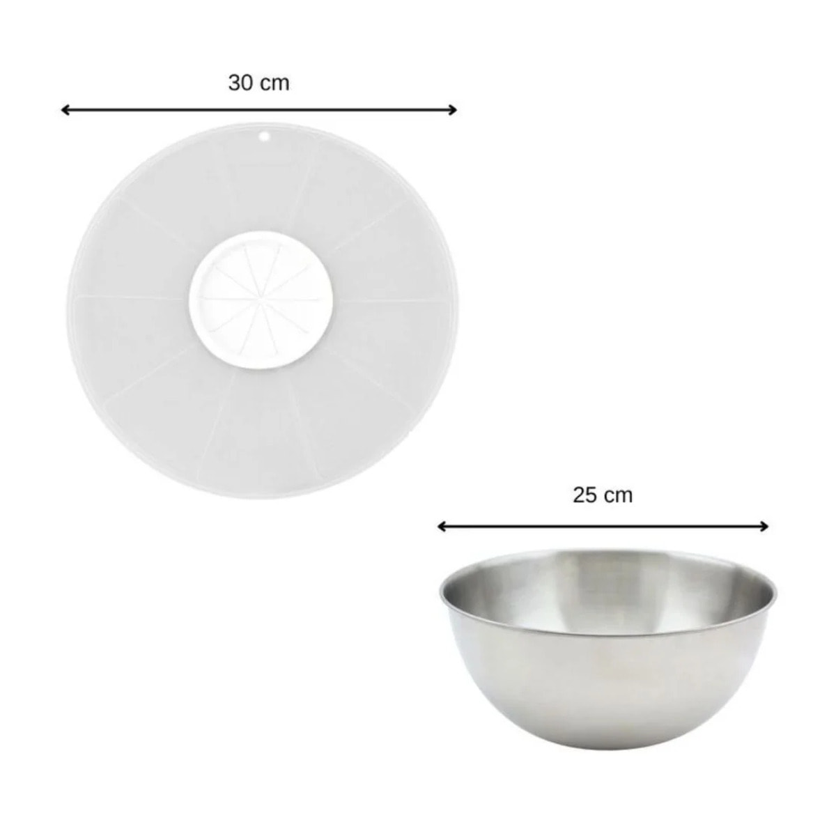 Duo Bol à mixer en inox et Couvercle 25 cm anti projections Fackelmann