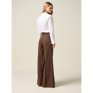 Oltre - Pantalones palazzo de tencel - Marrón