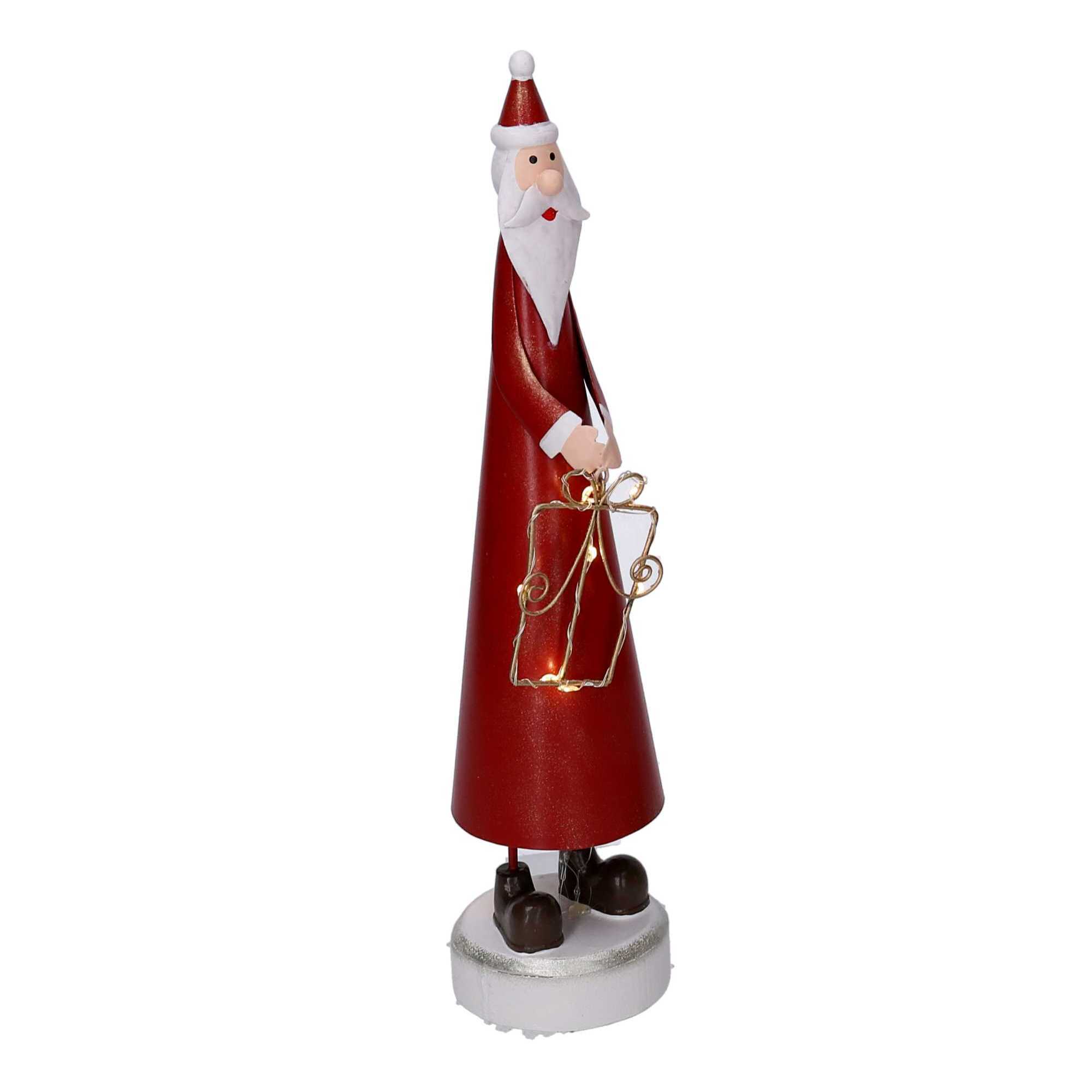 Babbo natale in metallo rosso con led cm7,5x7,5h31,5