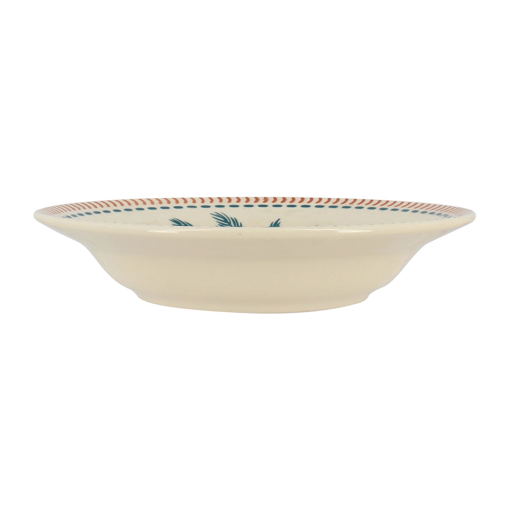 Lot de 6 assiettes creuses dessin tropical en grès 21,5cm TROPIQUE