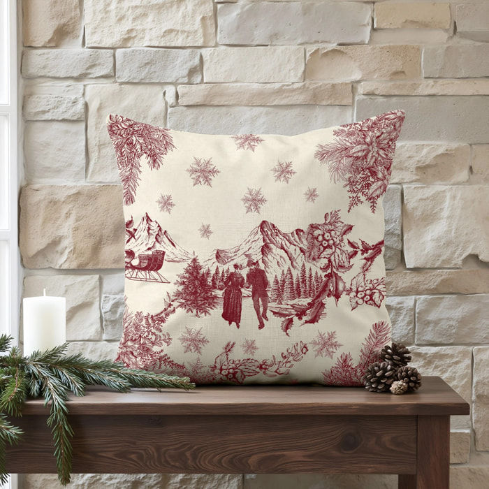 Housse de coussin 100% algodón Christmas Red Toile A 50x50 cm
