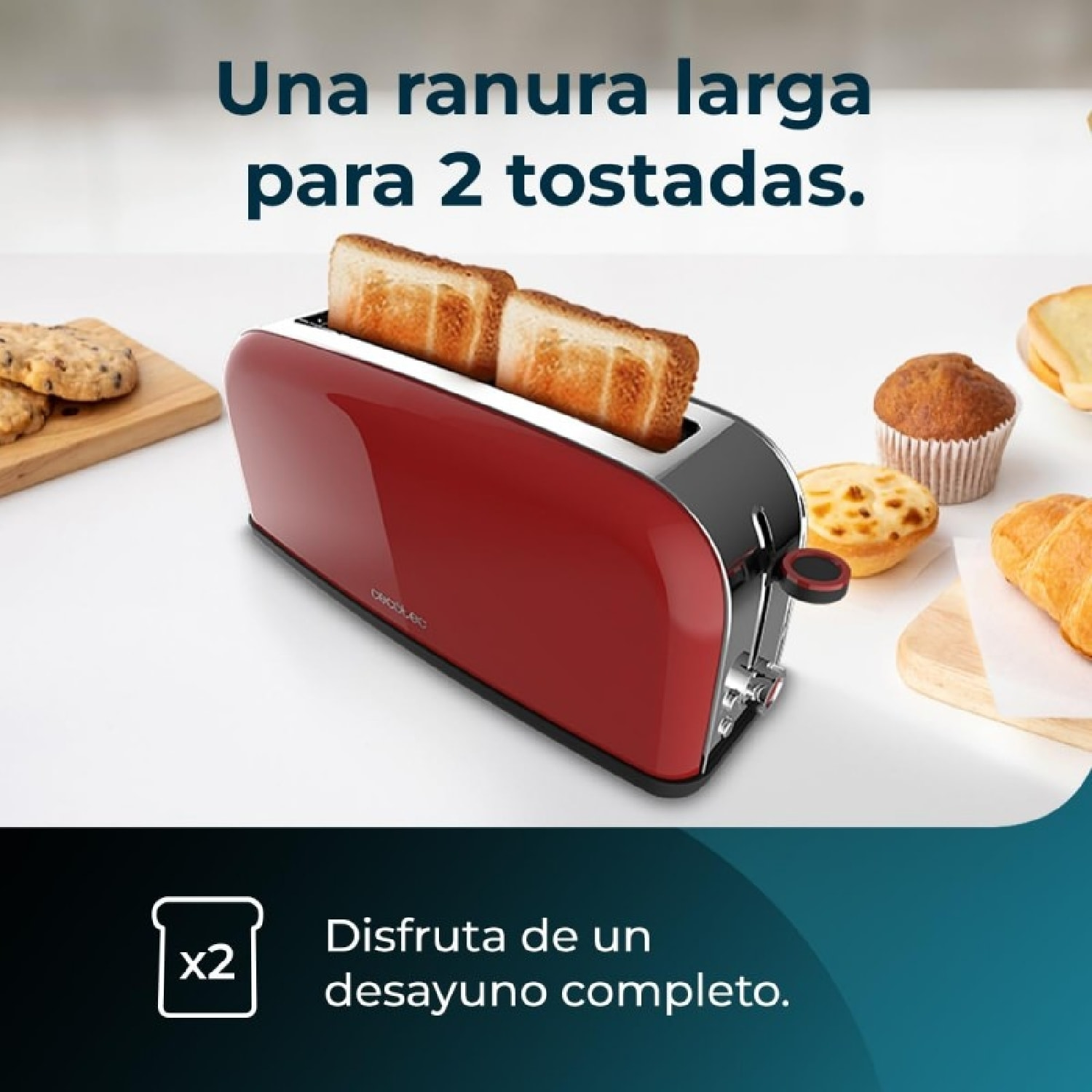 Cecotec Tostador vertical Toastin' time 850 Red Long Lite 850W Potencia Capacida