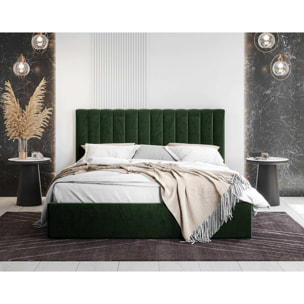 Rosario - lit coffre - 140x200 - sommier inclus - en velours - Vert