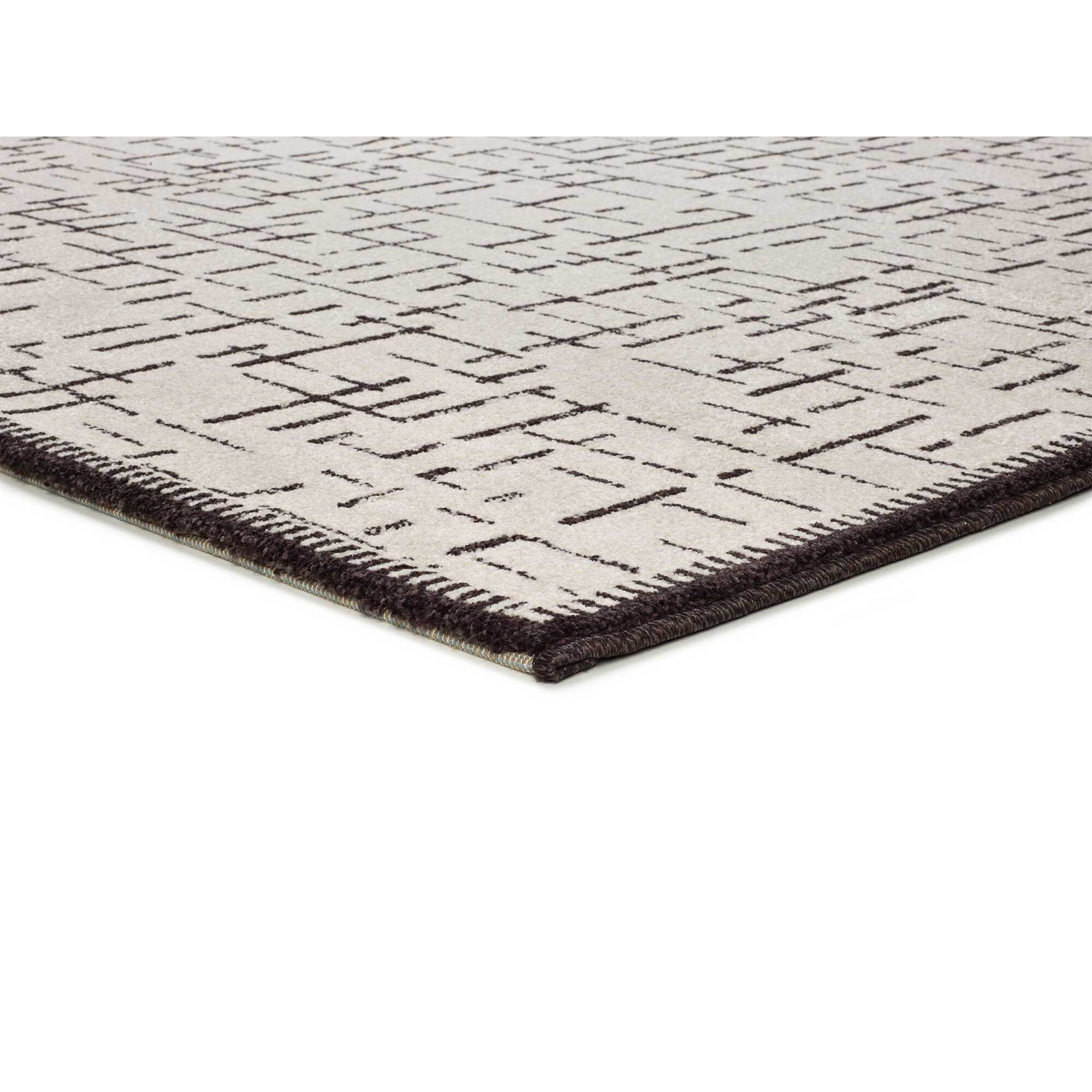 RETRO Alfombra pelo corto con diseño geométrico en blanco y negro, varias medidas disponibles.