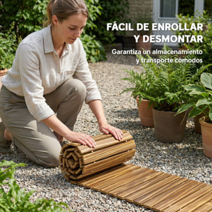 Camino de Jardín de Madera 120x38 cm Pasarela Recta Enrollable para Exteriores Resistente a la Intemperie Decorativo de Jardín para Playa Boda Fiesta Carbonizado