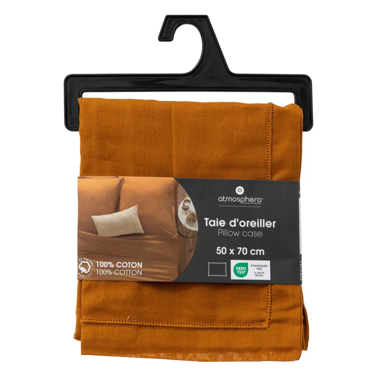 Taie d'oreiller "Carina" coton 50x70cm jaune cumin