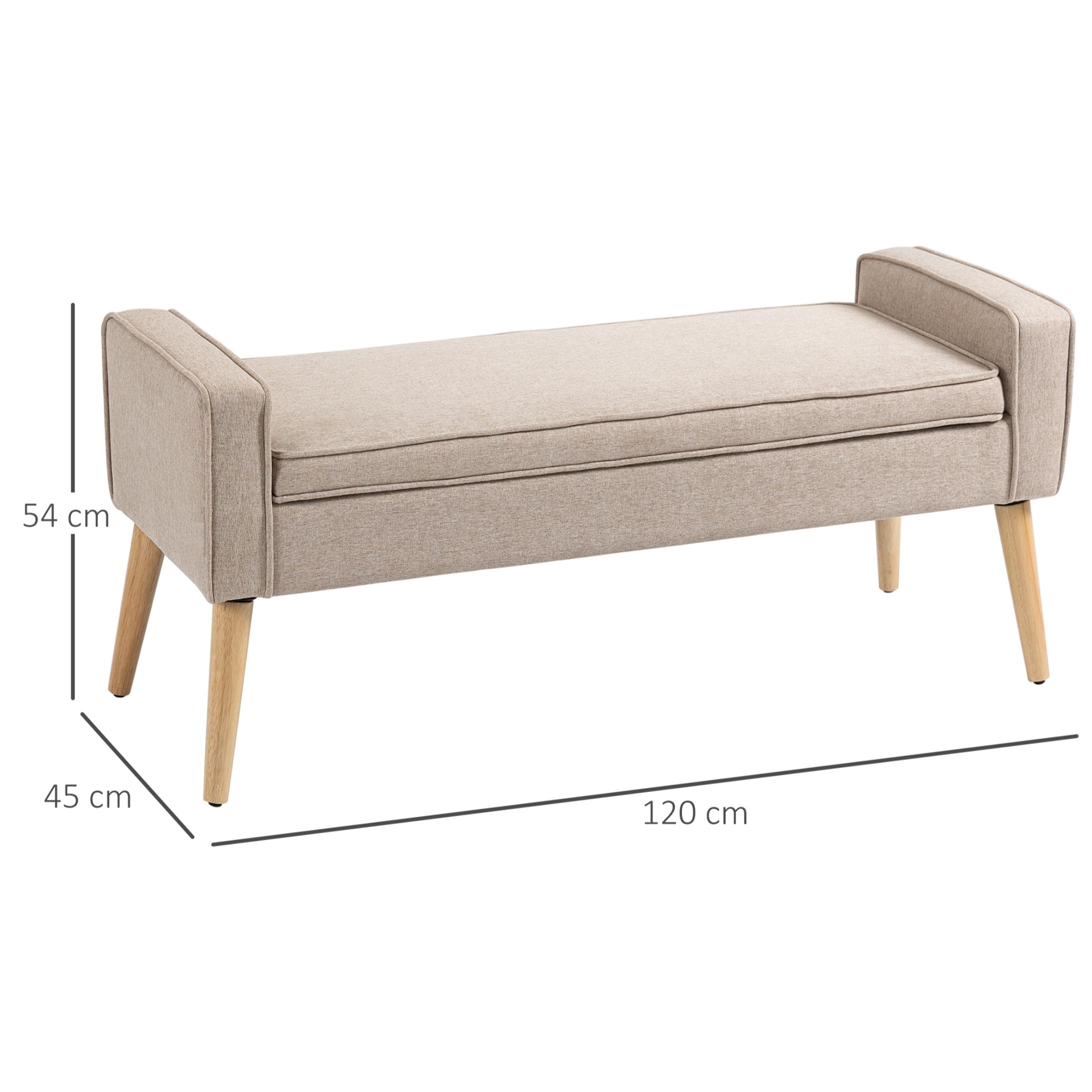 Banco de Almacenamiento Tapizado en Lino con Tapa Abatible 120x45x54 cm Beige