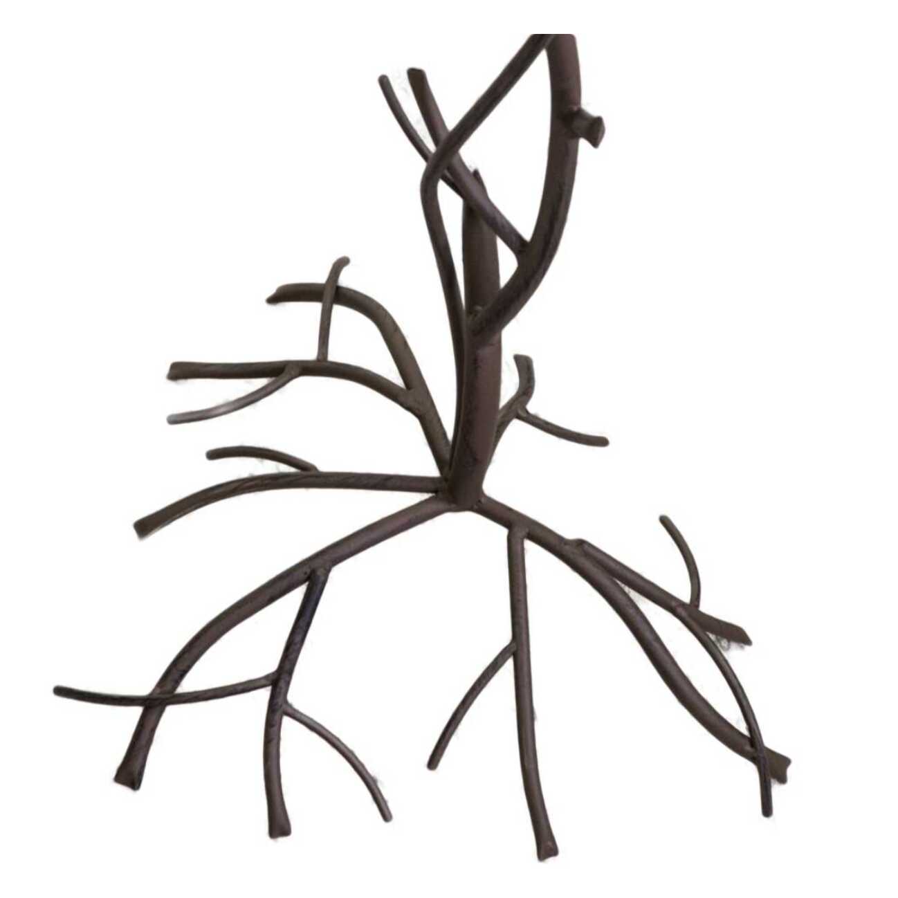 Posacenere in metallo marrone, ramo con uccellino cm37x35h95