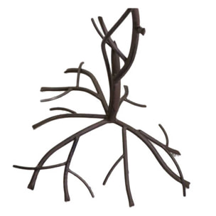 Posacenere in metallo marrone, ramo con uccellino cm37x35h95