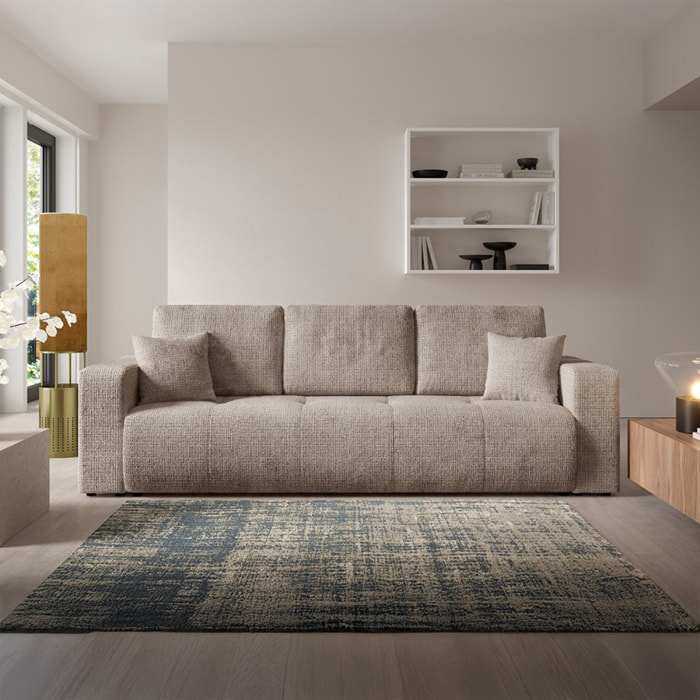 AURORE - Canapé 3 places en tissu texturé taupe