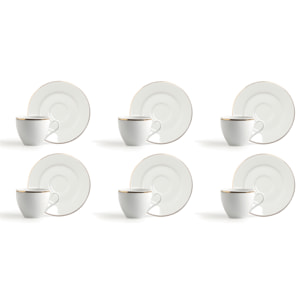 Set de 6 Tasses à Café avec Soucoupe Excelsa – Gold, Porcelaine Blanche