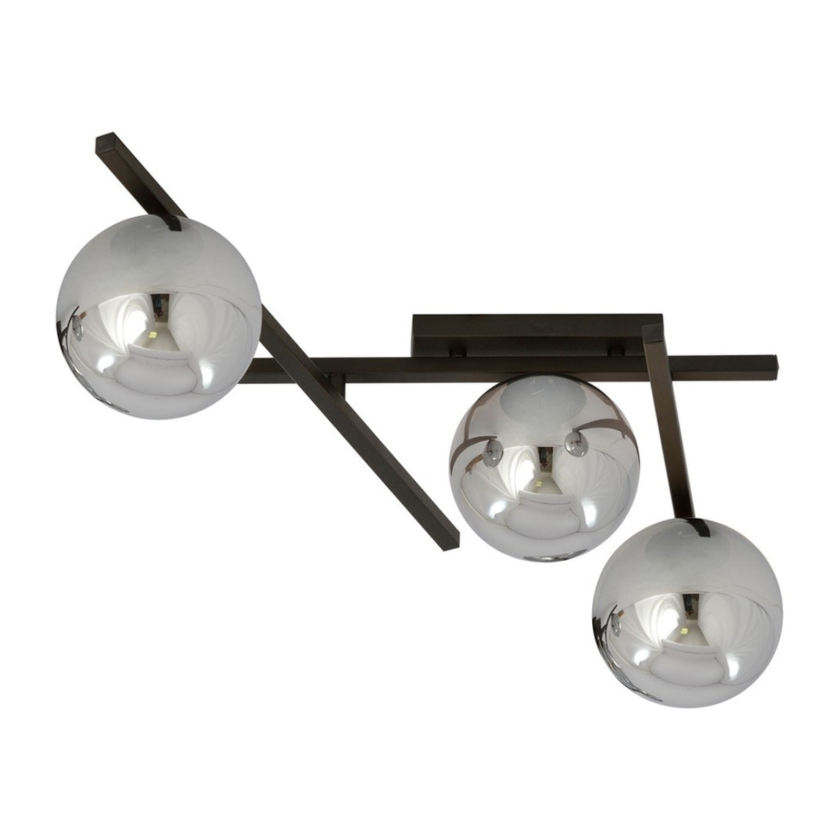 Lampada a sospensione Smart in acciaio nero con diffusori in vetro grafite