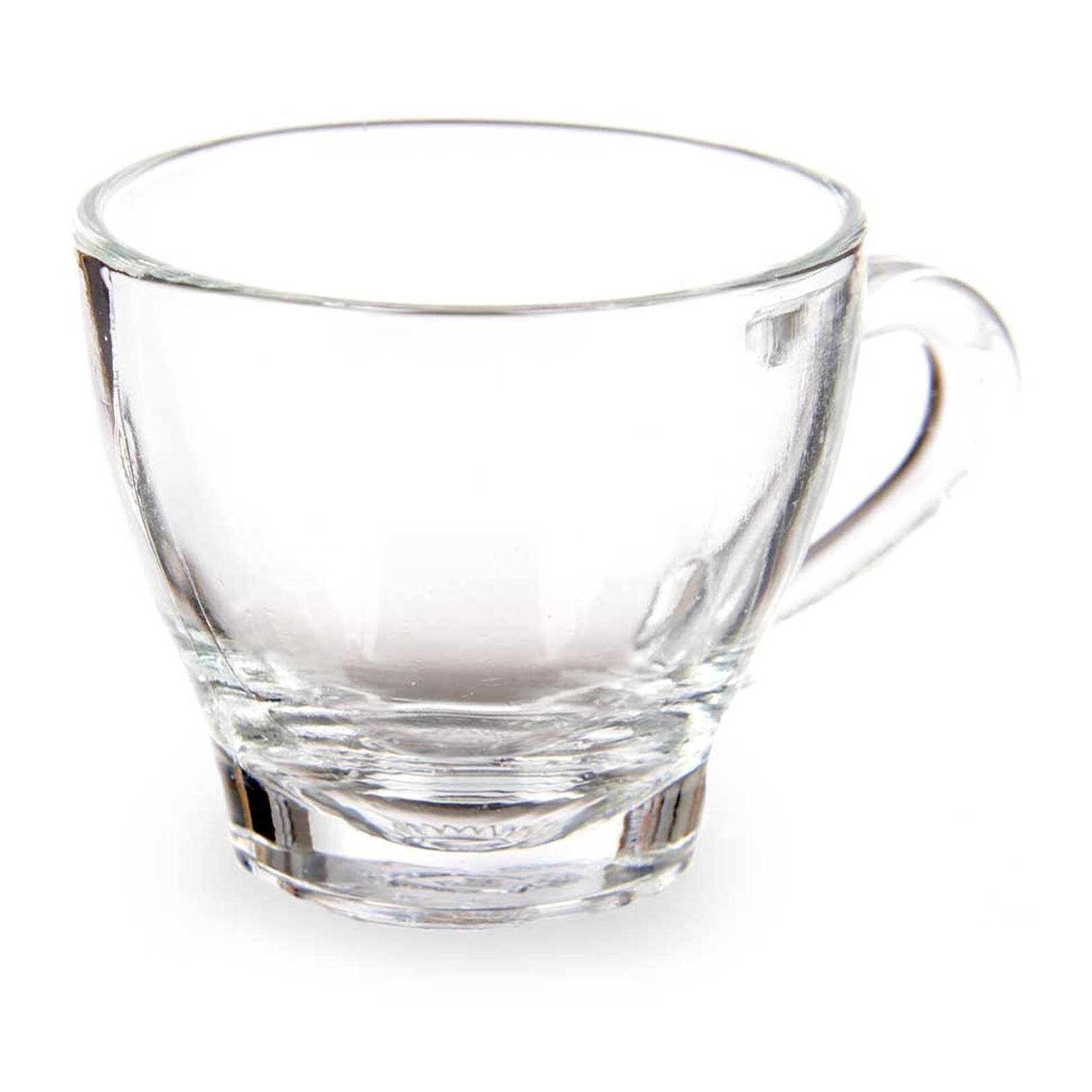 Set 4 tazas vidrio cafe con asa 80ml colección vivalto