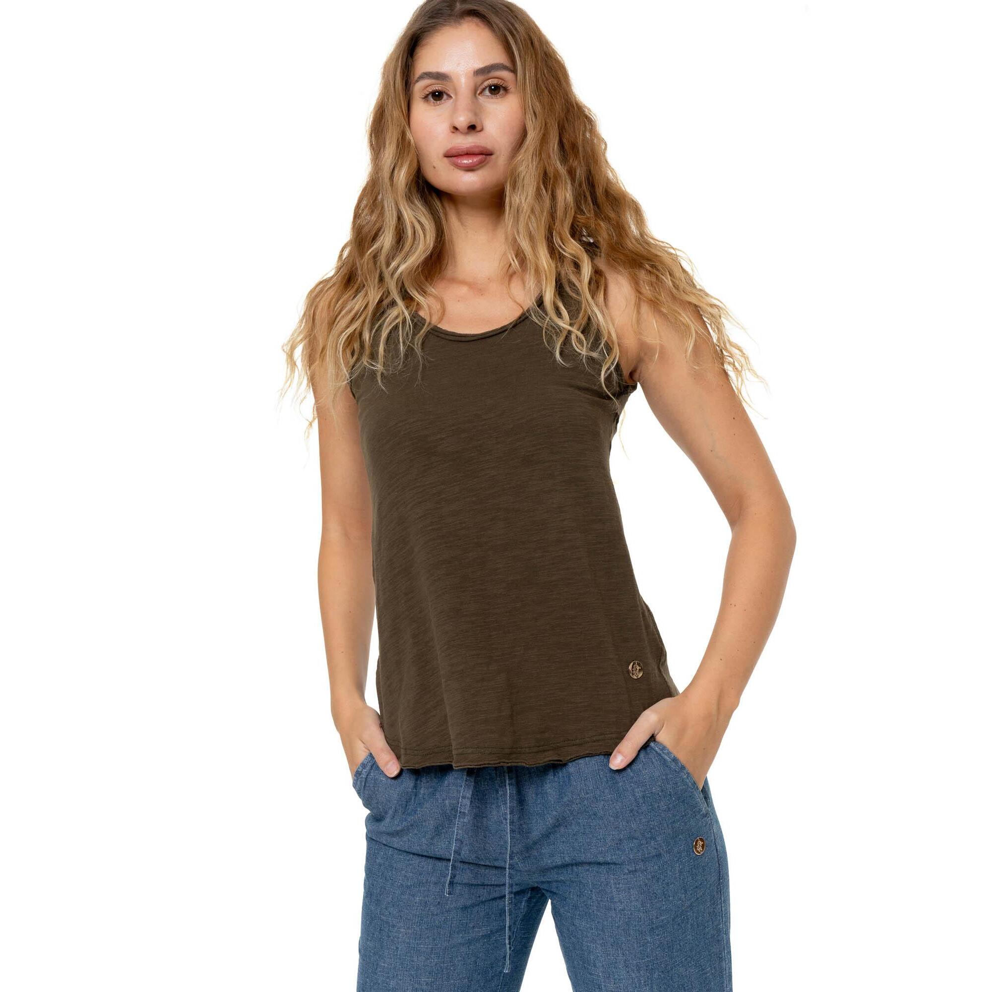 Camiseta sin mangas estilo safari urbano para mujer