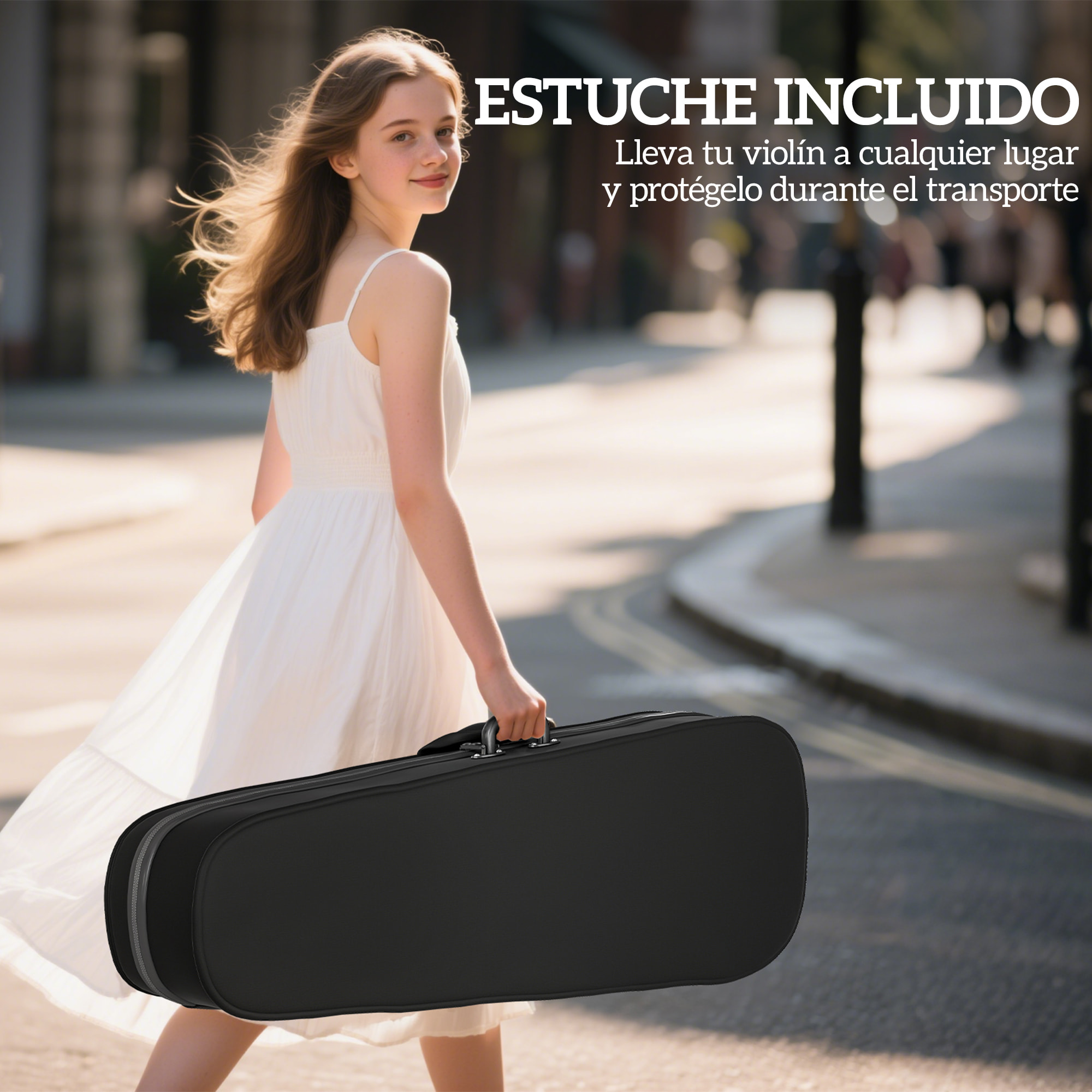 Violín 4/4 de Tamaño Completo de Madera, Set de Violín para Principiantes, Adultos y Niños, con Estuche Ligero, Arco, Colofonia, Afinadores, Cuerdas y Soporte para Hombro, Negro