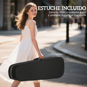 Violín 4/4 de Tamaño Completo de Madera, Set de Violín para Principiantes, Adultos y Niños, con Estuche Ligero, Arco, Colofonia, Afinadores, Cuerdas y Soporte para Hombro, Negro