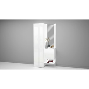 Mobile da ingresso Dcristant, Armadietto multifunzione a 2 ante, Mobile multiuso con specchio, 90x35h190 cm, Bianco