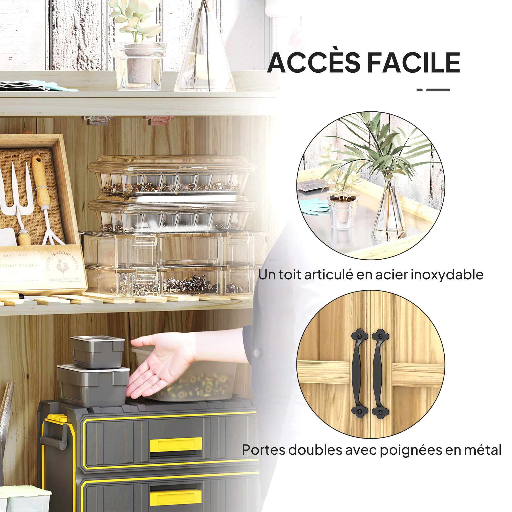 Armoire de jardin bois table de rempotage 2 en 1 - 2 portes, étagère - 74 x 43 x 88 cm