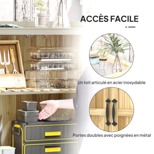 Armoire de jardin bois table de rempotage 2 en 1 - 2 portes, étagère - 74 x 43 x 88 cm