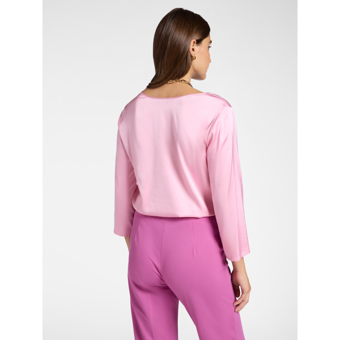 Elena Mirò - Blusa in raso stretch - Fucsia