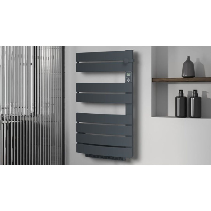 Radiateur sèche-serviette Anthracite 750w soufflerie 1000w