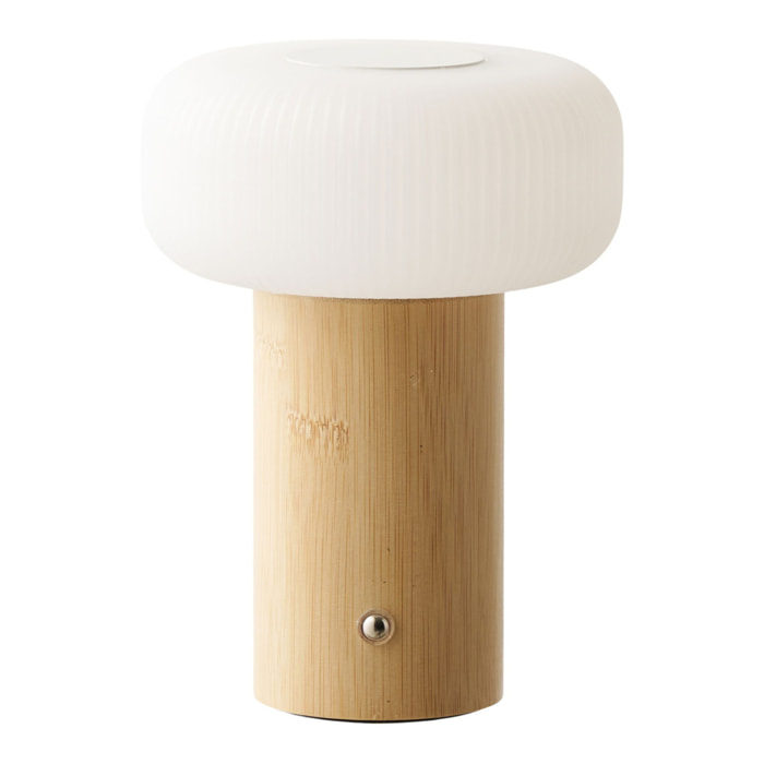 Lampada da tavolo Stafford ricaricabile in bambù e bianco