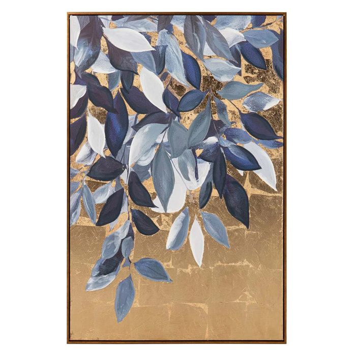 Cuadro Hojas 80% Pintado A Mano Y Foil 80x4x120 Cm