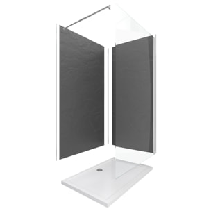 Ensemble complet douche à l'Italiennne avec Receveur 90x120 + Paroi transparent + Panneaux muraux