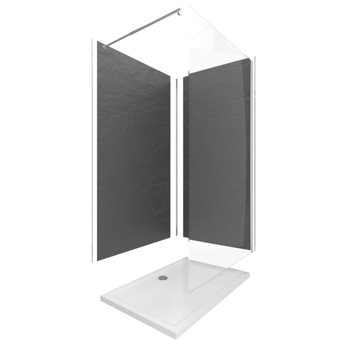 Ensemble complet douche à l'Italiennne avec Receveur 90x120 + Paroi transparent + Panneaux muraux