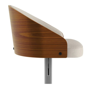 Chaise de bar réglable 63/84 cm en tissu beige - Carmelo