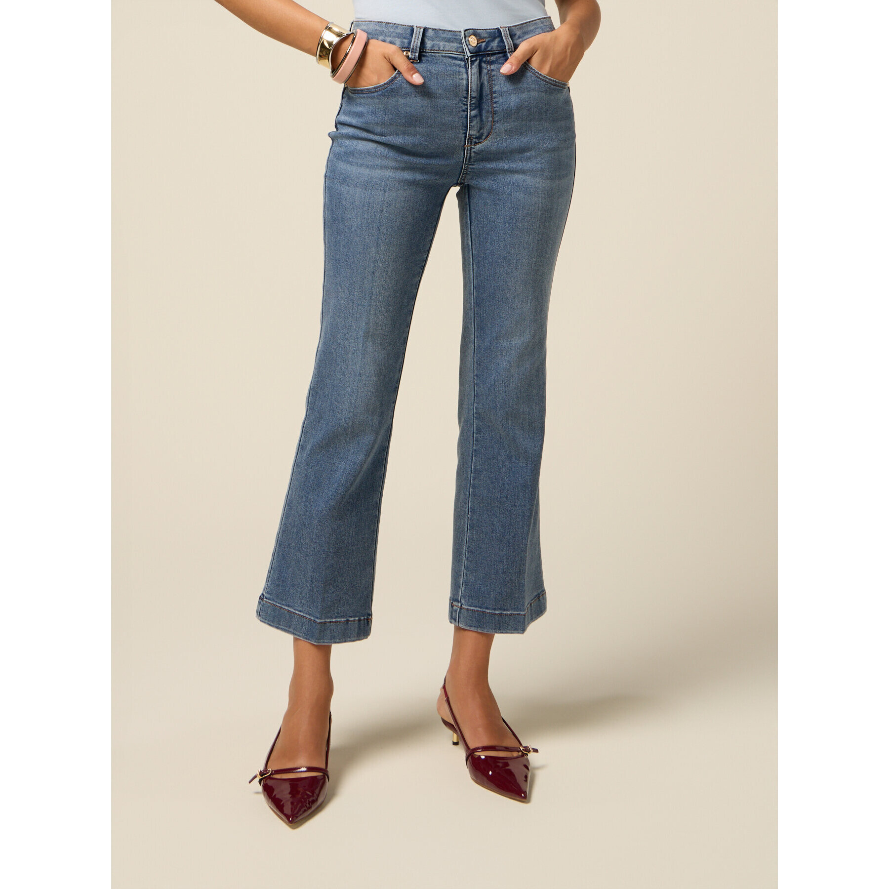 Oltre - Jeans flare stone washed - Azzurro