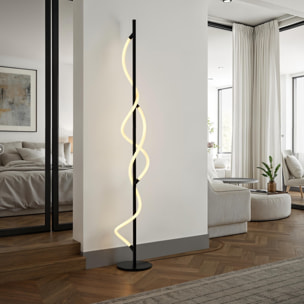 Lampadaire LED Tomasucci ROPE, métal noir mat et acrylique blanc, 150 cm, 30W, lumière blanc neutre