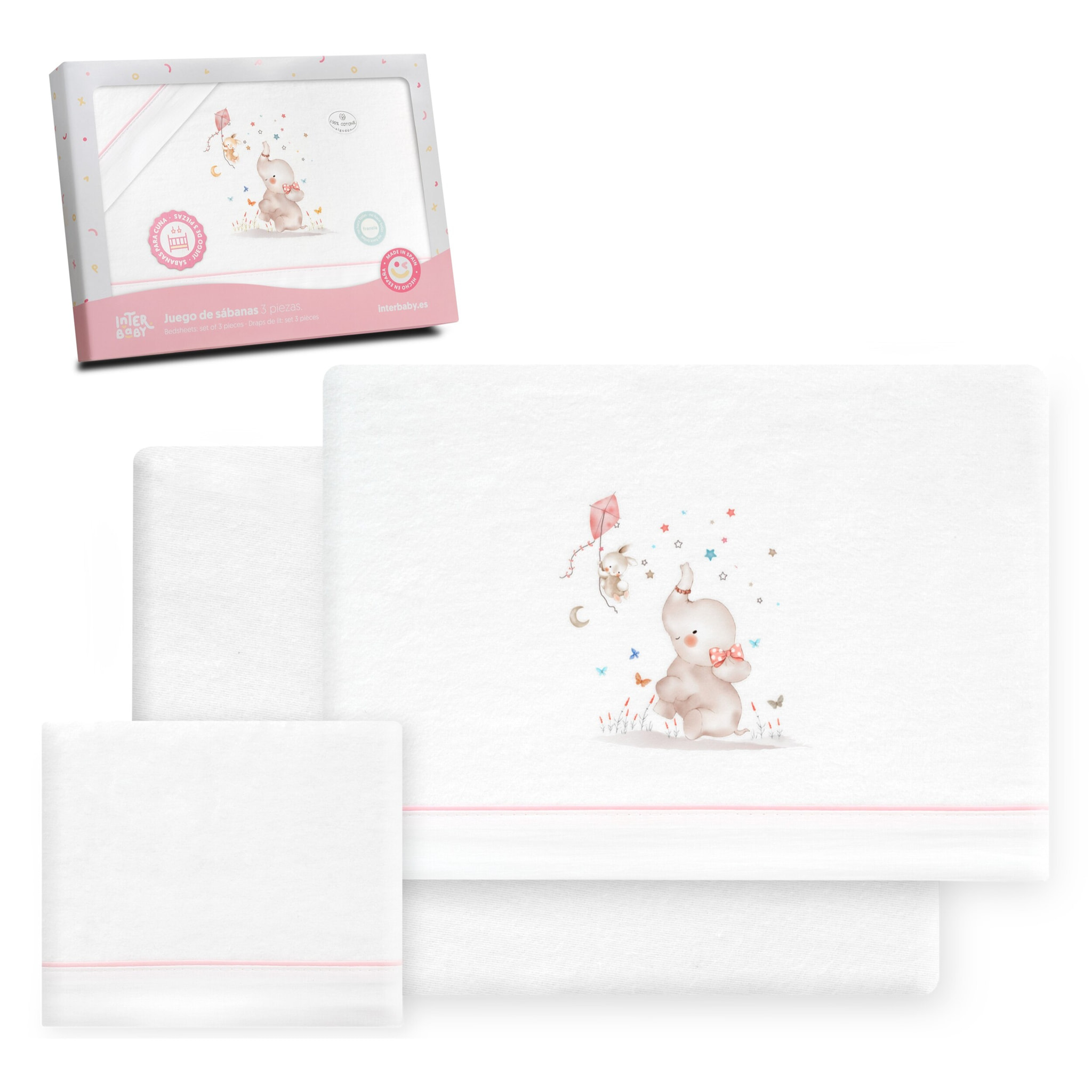 Juego de Sábanas de Cuna Franela  Mod Elefante